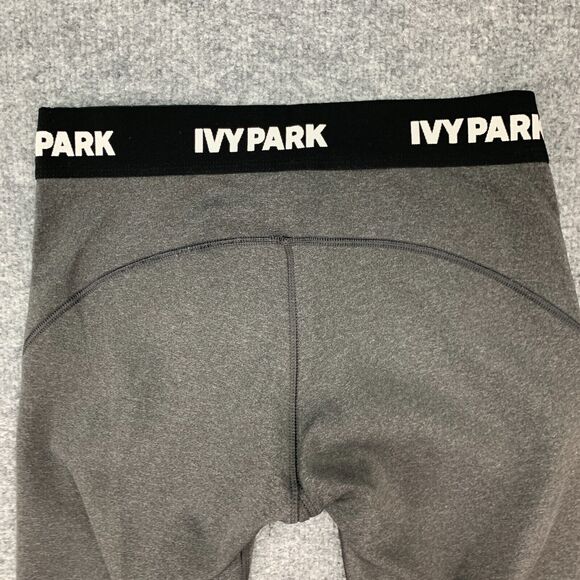 Ivy Park Cropped Legging Women S Small Grey Logo Waistband Low Rise Stretch - Picture 9 of 11